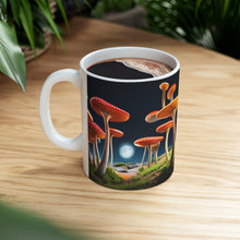 Load image into Gallery viewer, Full Moon and Skinny Mushrooms Fantasy Art #5 Ceramic Mug 11oz AI Generated Artwork