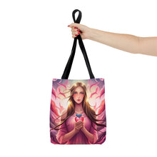 Load image into Gallery viewer, Angel with Wings Love the Pink Heart Series Tote Bag AI Artwork 100% Polyester #15