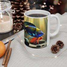 Load image into Gallery viewer, Single Blue & Gold Fish A Menagerie of Sea-life Mug 11oz mug AI-Generated Artwork