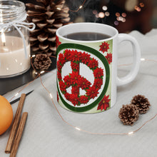 Load image into Gallery viewer, Peace & Poinsettias Holiday Mug 11oz mug AI-Generated Artwork