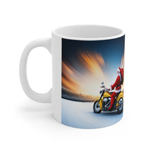 Load image into Gallery viewer, Motorcycling Santa Red Gift Sack 11 oz Ceramic Mug Package Delivery Wrap-a-round #4

