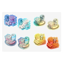 Load image into Gallery viewer, Hot Dog, Polish, Chicken Foodie Vinyl Sticker Sheets - 4 Foods/2 each 8pc Set