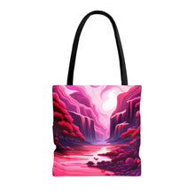 Load image into Gallery viewer, Mountain Love the Pink Heart Series #2 Tote Bag AI Artwork 100% Polyester