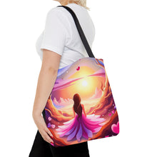 Load image into Gallery viewer, Angelic Angel Seaside Love the Pink Heart Series Tote Bag AI Artwork 100% Polyester #13