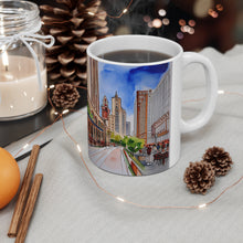 Load image into Gallery viewer, At the Cafe Chicago Magnificent Mile #24 Mug 11oz mug AI-Generated Artwork
