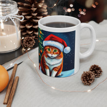 Load image into Gallery viewer, Personalized Fancy Tabby Kitty Christmas Vibes Ceramic Mug 11oz Design #2 Custom