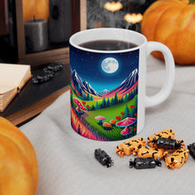Load image into Gallery viewer, Lunar Full Moon & Mushrooms Fantasy Art #2 Ceramic Mug 11oz AI Generated Artwork