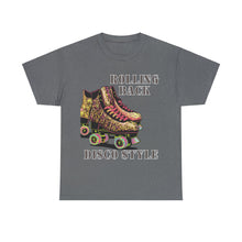Load image into Gallery viewer, Rolling Back Disco Style Gold Glitter Skates 1980s Era Roller Skates
