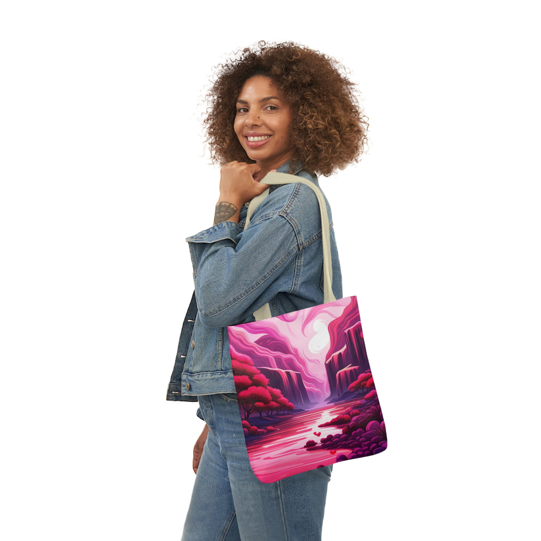 Pink Heart Series #2  Fashion Graphic Print Trendy 100% Polyester Canvas Tote Bag AI Image