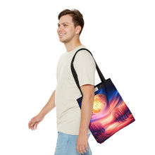 Load image into Gallery viewer, Full Moon Hearts Red Skies Series #7 Tote Bag AI Artwork 100% Polyester