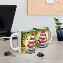 Load image into Gallery viewer, Happy Spooky Halloween Cake Celebration #18 Ceramic 11oz mug AI-Generated Artwork