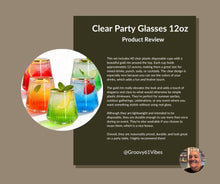 Load image into Gallery viewer, N9R 40 Count 12oz Clear Plastic Wine Cups with Gold Rim - Elegant Origami Ripple Design, Shatterproof & Disposable for Whiskey, Cocktail, Champagne, Parties, Weddings, Events