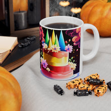 Load image into Gallery viewer, Happy Birthday Rainbow Cake Celebration #27 Ceramic 11oz Mug AI-Generated Artwork