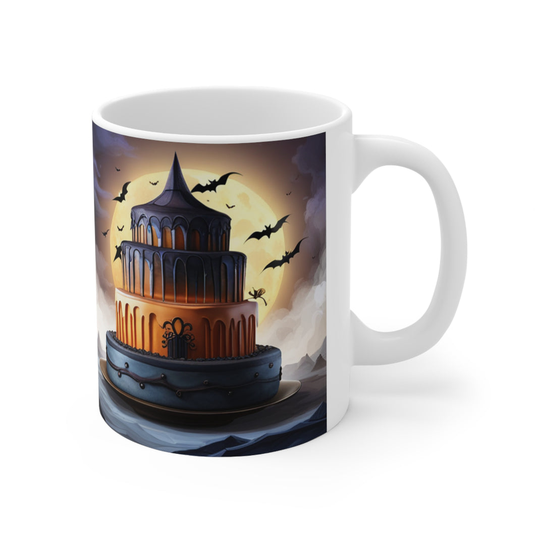 Happy Spooky Halloween Cake Celebration #24 Ceramic 11oz mug AI-Generated Artwork