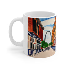 Load image into Gallery viewer, At the Cafe Saint Louis Arch #26 Mug 11oz mug AI-Generated Artwork