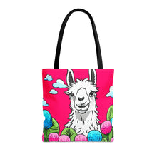 Load image into Gallery viewer, Llama Pink Skies #2 Tote Bag AI Artwork 100% Polyester