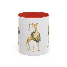 Load image into Gallery viewer, Coffee Mug - Happy Holidays Gold & Black Ornament Reindeer