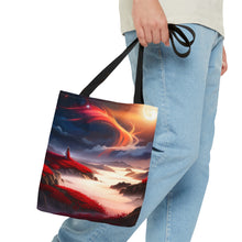 Load image into Gallery viewer, Waves Red Skies Series #2 Tote Bag AI Artwork 100% Polyester