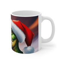 Load image into Gallery viewer, Dinosaur Raptor Rocks Christmas Santa Red Hat Ceramic Mug 11oz design #4 Wrap-a-round