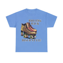 Load image into Gallery viewer, Rolling Back Disco Style Gold Glitter Skates 1980s Era Roller Skates