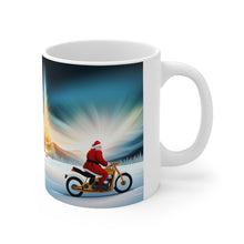 Load image into Gallery viewer, Rudolph on Holiday Cycling Santa Ceramic Mug 11oz Design #1