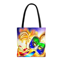 Load image into Gallery viewer, Mardi Gras Ribbon Mask #3 Tote Bag AI Artwork 100% Polyester