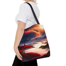 Load image into Gallery viewer, Waves Red Skies Series #2 Tote Bag AI Artwork 100% Polyester