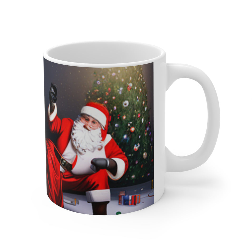 Merry Christmas Santa Fire Place Ceramic Mug 11oz Design #1 Wrap-a-around