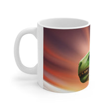 Load image into Gallery viewer, Dinosaur Raptor Rocks Christmas Santa Red Hat Ceramic Mug 11oz design #4 Wrap-a-round