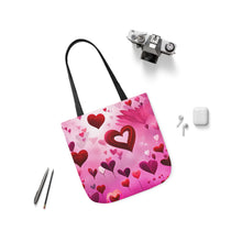 Load image into Gallery viewer, Pink Floating Hearts Fashion Graphic Print Trendy 100% Polyester Canvas Tote Bag #3

