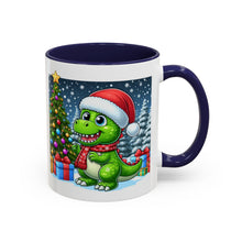 Load image into Gallery viewer, Mug Dinosaur Santa Hat Tree Star Holiday Coffee Cup 11, 15oz