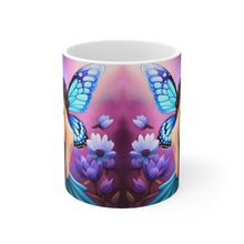 Load image into Gallery viewer, September Sapphire Amethyst Birth Month Colors Fairies & Butterflies #1 Mug 11oz mug AI-Generated Artwork