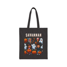 Load image into Gallery viewer, Custom Customize Trick-or-Treat Halloween Kids Witch Cotton Canvas Tote Bag 15" x 16" Spooky Ghost, Jack-O-Lantern,  Candy Cones Candy