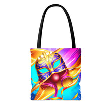 Load image into Gallery viewer, Mardi Gras Ribbon Mask #4 Tote Bag AI Artwork 100% Polyester