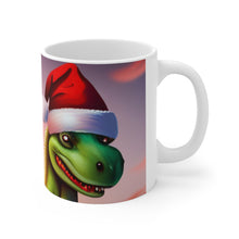 Load image into Gallery viewer, Dinosaur Raptor Rocks Christmas Santa Red Hat Ceramic Mug 11oz Design #3 Wrap-a-round