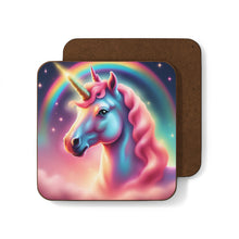 Load image into Gallery viewer, Retro Rainbow Unicorns #52 Hardboard Back AI-Enhanced Beverage Coasters