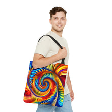 Load image into Gallery viewer, Earth Spiral Tye Dye Swirls and Ripples Tote Bag AI Artwork 100% Polyester #11