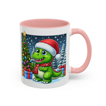 Load image into Gallery viewer, Mug Dinosaur Santa Hat Tree Star Holiday Coffee Cup 11, 15oz