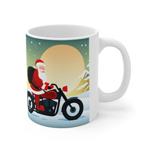 Load image into Gallery viewer, Rudolph on Holiday Cycling Santa Ceramic Mug 11oz Design #3