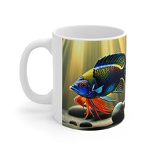 Load image into Gallery viewer, Single Blue & Gold Fish A Menagerie of Sea-life Mug 11oz mug AI-Generated Artwork