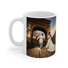 Load image into Gallery viewer, Traditional African American Culture White Dress Bride and Groom Arch Jumping the Broom Ceremony Ceramic Mug 11oz AI Generated Image