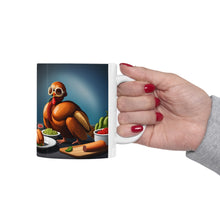 Load image into Gallery viewer, Happy Thanksgiving Too Stuffed to Fly Turkey All Dressed up and Nowhere to Go Ceramic Mug 11oz