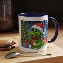 Load image into Gallery viewer, Mug Dinosaur Santa Hat Tree Star Holiday Coffee Cup 11, 15oz
