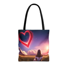 Load image into Gallery viewer, Kisses from Heaven Red Heart in Sky Tote Bag AI 100% Polyester #6