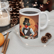 Load image into Gallery viewer, Thanksgiving Moonlight Turkey All Dressed up and Nowhere to Go Ceramic Mug 11oz Design #7 Mirrored Images