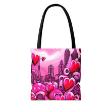 Load image into Gallery viewer, City of Love the Pink Heart Series #17 Tote Bag AI Artwork 100% Polyester