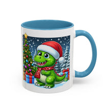 Load image into Gallery viewer, Mug Dinosaur Santa Hat Tree Star Holiday Coffee Cup 11, 15oz