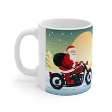Load image into Gallery viewer, Moonlight Motorcycling Santa 11 oz Ceramic Mug Package Delivery Wrap-a-round #3