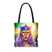 Load image into Gallery viewer, Mardi Gras Ribbon Mask #5 Tote Bag AI Artwork 100% Polyester