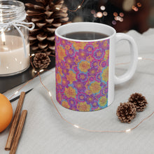 Load image into Gallery viewer, Pink Floral Flowers in Pink & Purple Pattern Ceramic Mug 11oz Design Wrap-a-round